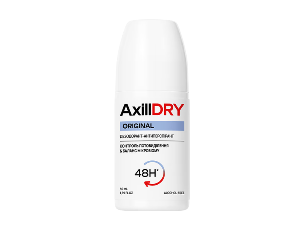 Кульковий дезодорант-антиперспірант AxillDRY Original до 48 годин 50мл