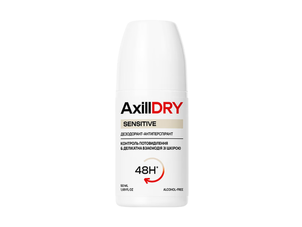 Кульковий дезодорант-антиперспірант AxillDRY Sensitive до 48 годин 50мл