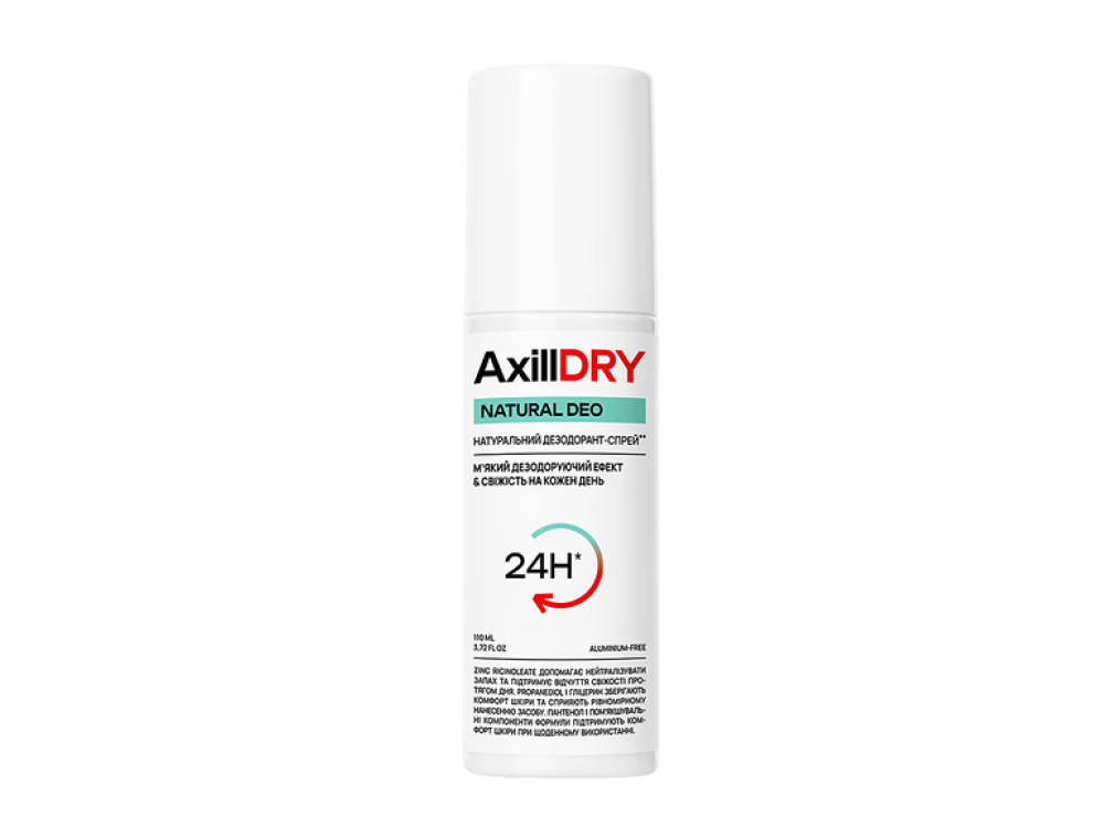 Натуральний дезодорант-спрей AxillDRY Natural Deo до 24 годин 110мл