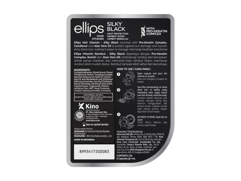 Капсули для волосся Ellips Hair Vitamin Шовкова ніч з Про-Кератиновим Комплексом, 6 шт по 1мл