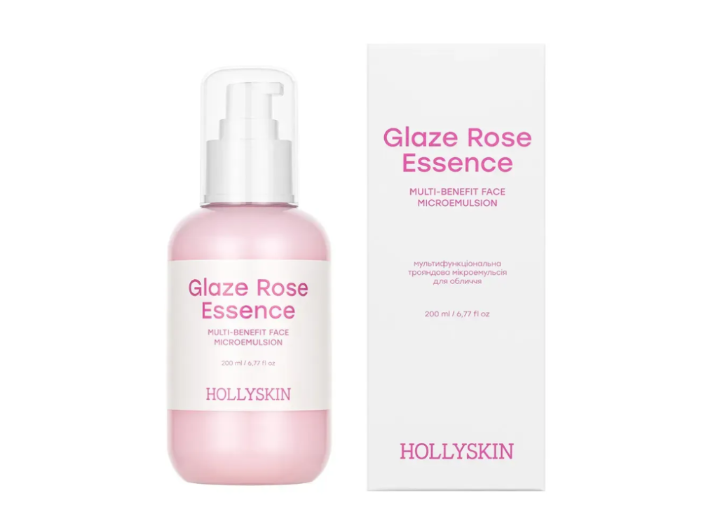 Мультифункціональна трояндова мікроемульсія для обличчя HOLLYSKIN Glaze Rose Essence, 200 мл