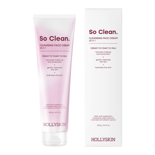 Крем для щоденного очищення шкіри обличчя HOLLYSKIN So Clean. з екстрактом камелії і рисом, 100 g