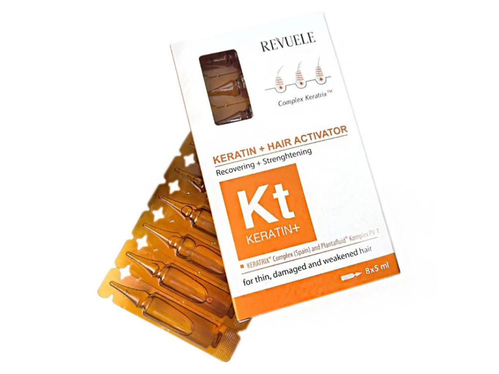 Ампули для волосся Revuele KERATIN+ Активатор відновлення, 8*5 мл