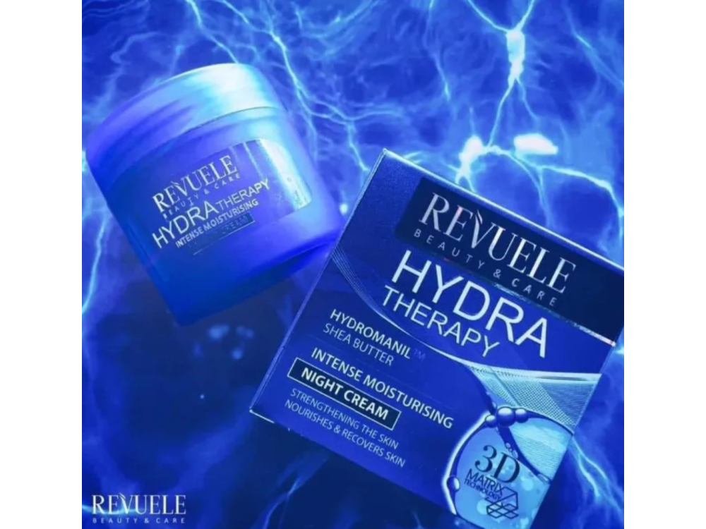 Нічний крем для обличчя інтенсивно зволожувальний  Revuele Hydra Therapy, 50 мл