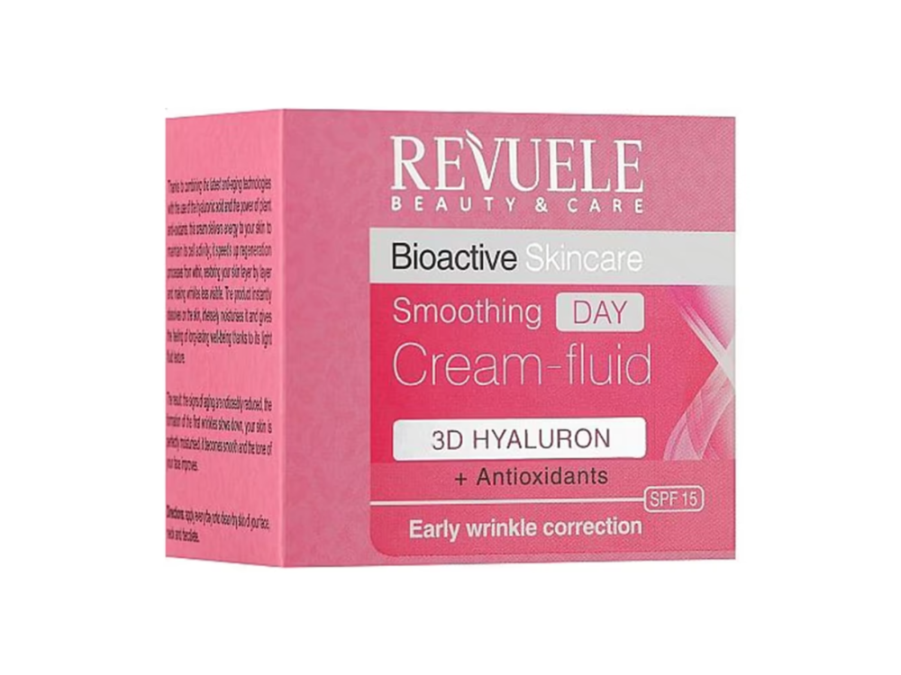 Розгладжуючий денний крем-флюїд для обличчя Гіалуроновий Revuele Bioactive 3D, 50 мл