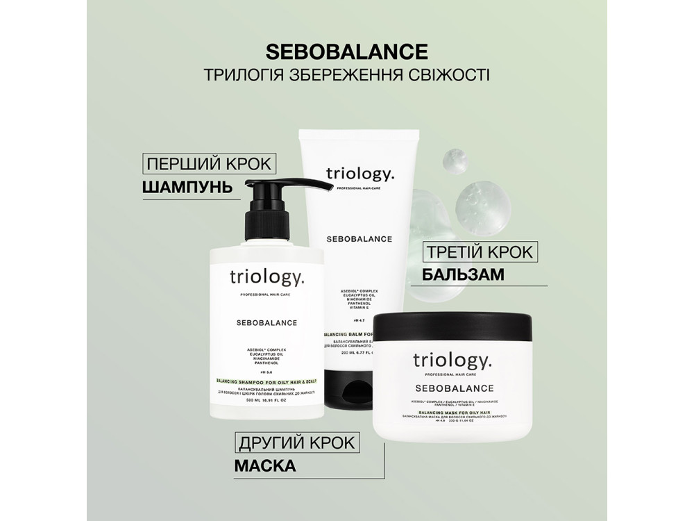 Балансувальна маска для волосся схильного до жирності Triology Sebobalance, 330 г