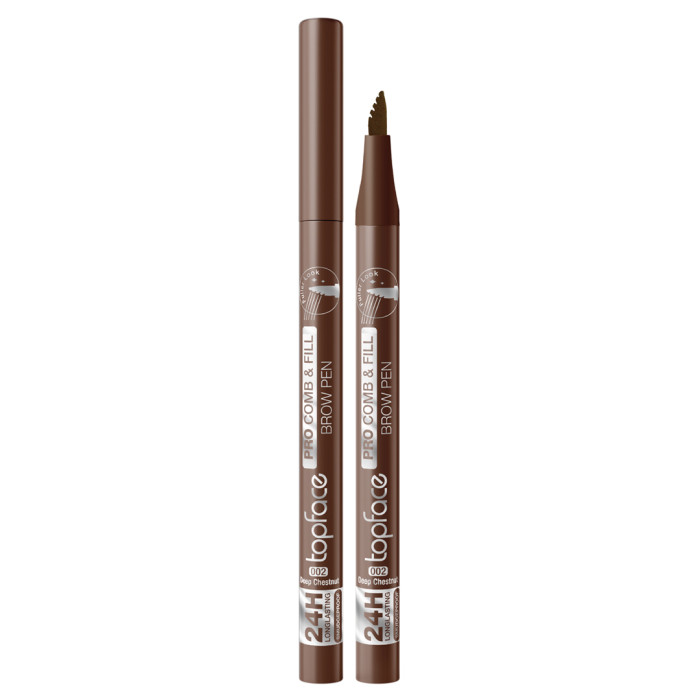 Маркер для брів Topface PT620 Pro Comb & Fill Brow Pen 002 Deep Chestnut темно-коричневий
