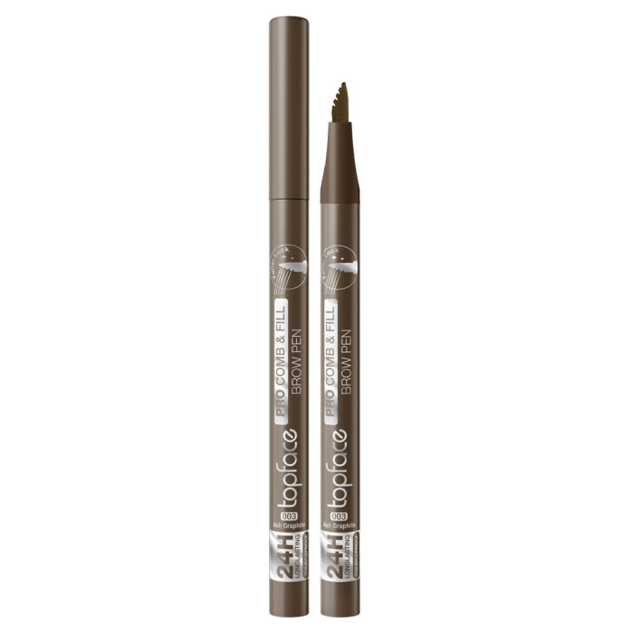 Маркер для брів Topface PT620 Pro Comb & Fill Brow Pen 003 Ash Graphite сіро-коричневий