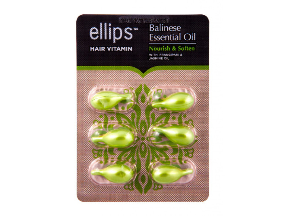 Капсули для живлення та пом’якшення волосся Ellips Hair Vitamin Балі з олією плюмерії, 6 шт по 1мл