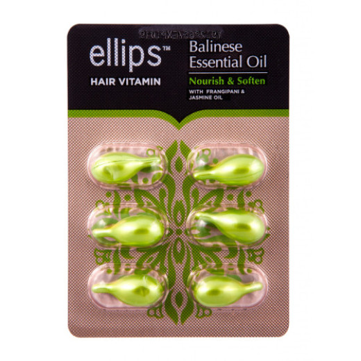 Капсули для живлення та пом’якшення волосся Ellips Hair Vitamin Балі з олією плюмерії, 6 шт по 1мл